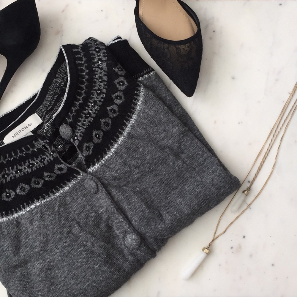 Adorable embellished button down cardigan.